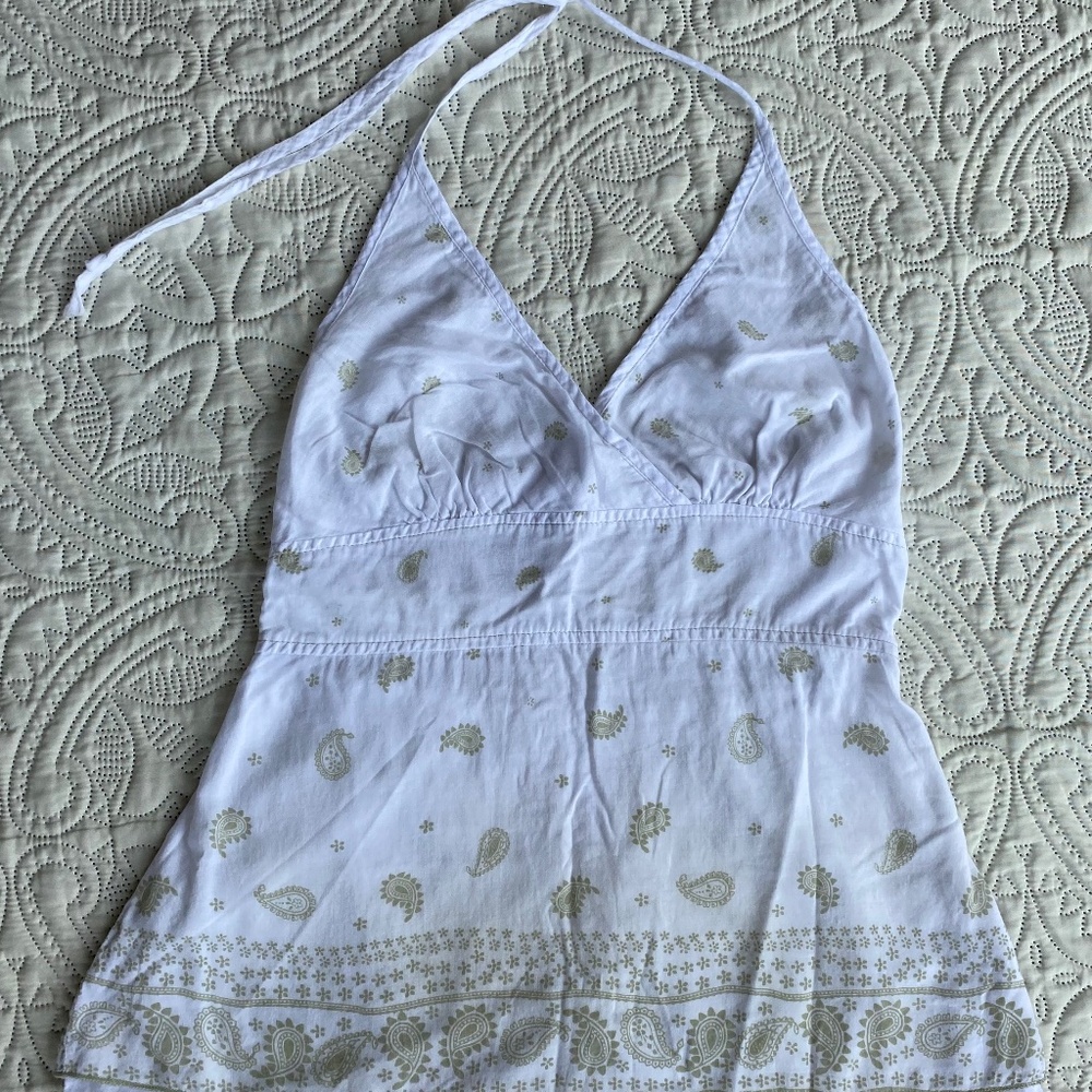 ⭐️FREE with purchase⭐️ White and Green Paisley Halter Top, Charlotte Russe